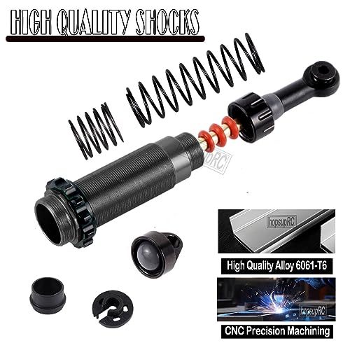 Full Aluminum Big Bore RC Shocks Absorber Damper Upgrades Part for 1/10 Slash/Stampede/Rustler/Bandit VXL 4X4 2WD,Front Rear Assembled Full Metal Shocks,4PCS Black - color: Black/4pcs