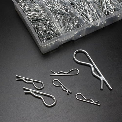 366pcs Cotter Pin Assortment Kit, 6 Sizes R Clip Pin Set | R Clip R Pin Set, Galvanized Carbon Steel, Hairpin Clips, 5/32" 9/64" 7/64" 5/64" 3/32"