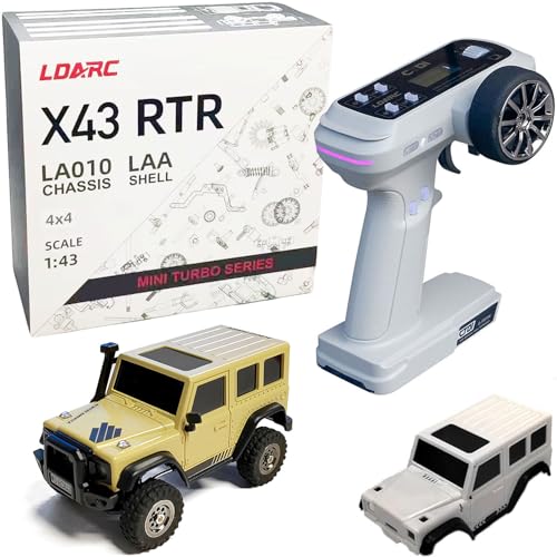LDARC 1:43 Scale Mini RC Crawler RTR RC Rock Truck 4x4 2.4GHZ Hobby Grade Remote Control Car Model Vehicle RC Buggy, Comes with a DIY Replaceable Body Shell(Desert Yellow) - color: Desert Yellow