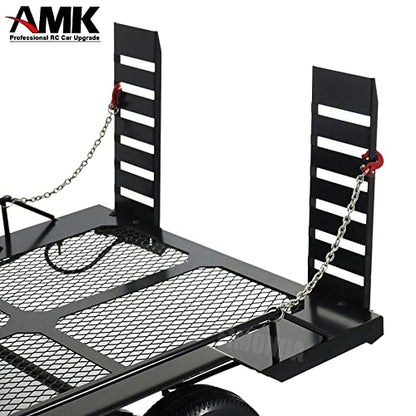 Metal Builder Kit 1/10 RC Trailer with Hitch Mount Receiver & Hauling Ropes for Crawler Cars Axial SCX10 D90 Wrangler TRX4 TRX6 Redcat GEN8