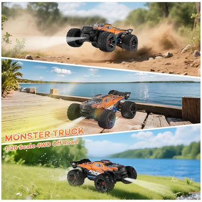 Nikuku Remote Control Car, High Speed All Terrain Off Road Fast RC Cars with 2.4 GHz,1:20 Scale Max 38 KPH 4WD Electric RC Truck Toys, Christmas Birthday Gifts for Adults & Teen Boys - color: Orange
