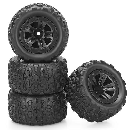 12mm Hex Hub RC Wheels and Tires, daitoku 1/16 RC Tires RC Truck Wheel Rims & Rubber Tires for 1/16 Off-Road RC Car, 16208, 16209, 16210, H16BM, H16GT, H16H