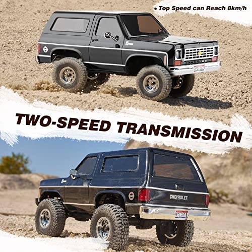 BEEZRC FMS 1/24 FCX24S Chevy K5 Blazer S RC Crawler, Officially Licensed RC Rock Crawler, RC Pickup Truck SUV, 4WD 2.4GHz Hobby RC Model, 8km/h Mini Car,Off-Road Remote Control Car for Adults(Black) - color: Black