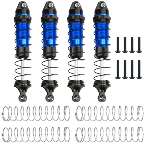 LSG 4Pcs Aluminum RC Shock Absorber Threaded Shocks for 1/18 LOSI Mini LMT 4x4 Brushed Monster Truck RTR Suspension Damper Upgrades Parts (Blue) - color: Blue