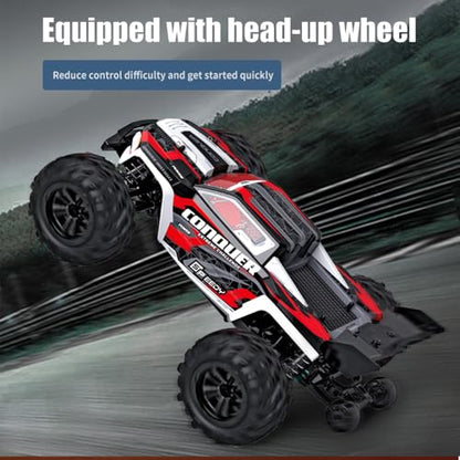 X-Verse 16102 1/16 Fast RC Cars for Adults, Max 38 mph Carbon Brush Motor RC Car All Terrain RC Truggy Waterproof Off Road Truck, 3 Battery(RED) - color: 16102 Red