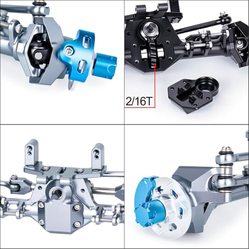 +9mm Front Rear Axle with Hydraulic Steering Link for Axial SCX24 Deadbolt C10 JLU Gladiator Bronco 1/24 RC Crawler Upgrade (Titanium) - color: Titanium