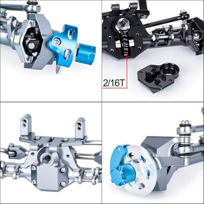 +9mm Front Rear Axle with Hydraulic Steering Link for Axial SCX24 Deadbolt C10 JLU Gladiator Bronco 1/24 RC Crawler Upgrade (Titanium) - color: Titanium