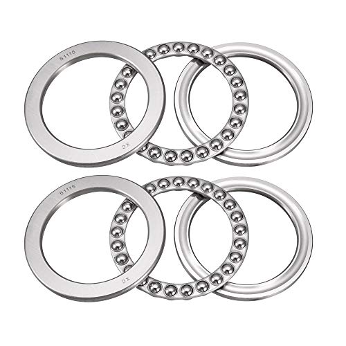 uxcell 51115 Miniature Thrust Ball Bearing 75mm x 100mm x 19mm Chrome Steel with Washer 2pcs - size: 75mmx100mmx19mm