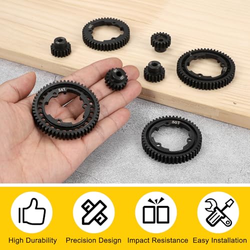 MECCANIXITY M1 Hardened Steel Spur Gear, 54T/18T 5mm Shaft Hardened Steel Upgrades Main Spur Gear for Brushless Brush Motor Model Car (Pack of 2, Black) - size: 54T/18T