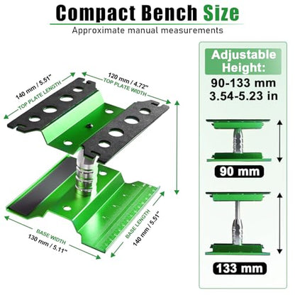 RC Car Repair Work Stand Lift Lower Adjustable Workstation Aluminum 360 Degree Rotation for 1/8 1/10 1/12 RC Car Traxxas Slash TRX4 Arrma Axial SCX10 Losi Redcat Wltoys RC Crawler Monster Truck Buggy - color: Lift Lower Green