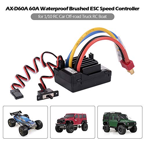 GoolRC AX-D60A 60A Waterproof Brushed ESC Electronic Speed Controller for 1/10 RC Car Off-Road Truck RC Boat 2S LiPo 6-8S NiMh Battery