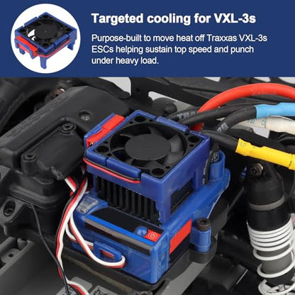 High‑Speed Cooling Fan for VXL‑3s ESC and Velineon Motor Dual Fans — 15,000 RPM, Plug‑in RC Heat Management, Cuts Thermal Cutback