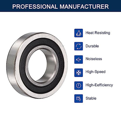R16-2RS Deep Groove Ball Bearings, ID 1" x OD 2" x Width 1/2" Double Rubber Sealed Ball Bearing Pre-Lubricated Chrome Steel Z2 Lever 2pcs - size: R16-2RS 1"x2"x1/2"