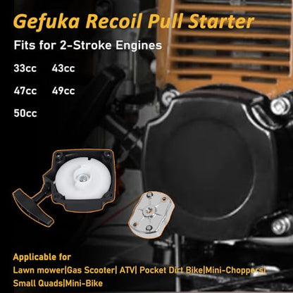 Gekufa 33cc Recoil Pull Start Starter for Compatible with ATVs Pocket Dirt Bike 43cc 47cc 49cc 50cc Gas Scooters Pocket Bikes Mid-Bikes Mini-Choppers Small Quads with Claw Pawl Cog (Set of 2)