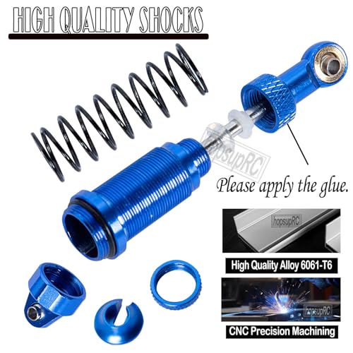 Full Aluminum Big Bore RC Shocks Absorber Damper Upgrades Part for 1/18 Granite Grom Mega 380 Brushed 4x4 Monster Truck RTR,Front Rear Assembled Full Metal Shocks,4PCS Navy Blue - color: Navy Blue(4 pcs)