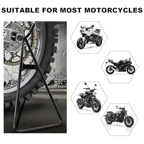 Motorcycle Triangle Stand, Heavy Duty Dirt Bike Triangle Kickstand Rear Side Wheel Holder, Solid Steel Structure Motorbike Kickstand for 80-500cc Dirtbike Supermoto Motocross