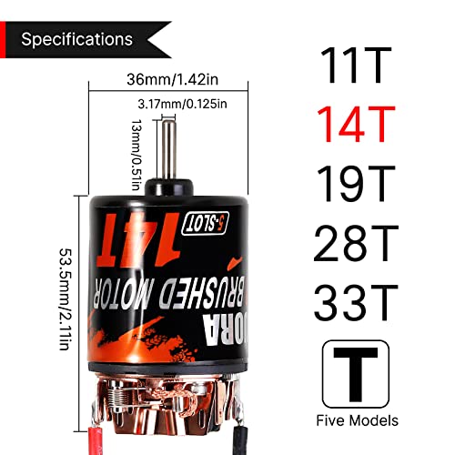 INJORA 540 Brushed Motor Waterproof 5-Slot 14T for 1/10 Scale RC Model Car Crawler Truck Buggy (INM10) - size: 14T