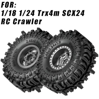 1.0 RC Wheel RC Tires for 1/18 1/24 Trx4 m Axia l SCX24,1.0" Beadlock RC Truck Tires and Wheel Highway Tires Wheel Rim,Rubber Tires Aluminium Wheel Rim,Titanium - color: Titanium(1.0tires)