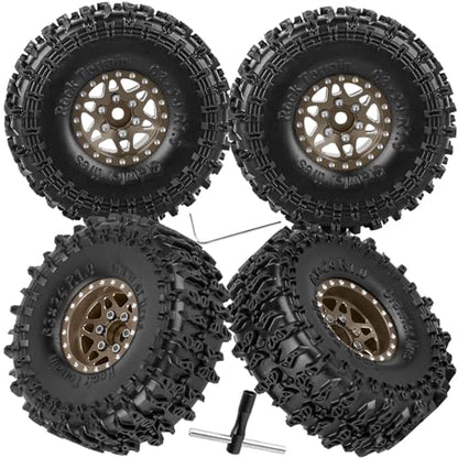 for SCX24 TRX4M 1/24 1/18 RC Crawler Car,Aluminum 1.0" Beadlock Wheel Tires Hub Rim 4PCS 1.0in Beadlock Heavy Duty Rim,Brown - color: (4PCS）Brown