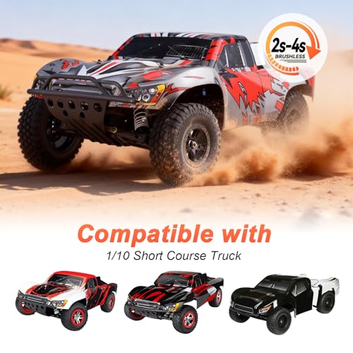 Hobbypark 4-Pack 120mm / 4.7 Inch Outer Diameter Tires & Wheels Foam Inserts 12mm Hex for Traxxas Slash 4x4 2WD BL-2S 1/10 Short Course Truck