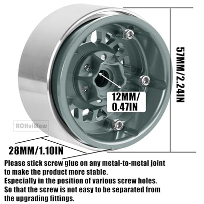RC 1.9" Beadlock Wheels Rims for 1/10 SCX10 90046 AX103007 TRX4 TRX6 D90 VS4-10 MST CFX Gen8 Gen7 RC Crawler,Alloy Aluminium 1.9 rc Wheel Rim w/Rings,Titanium w/Black - color: Titanium(4pcs)