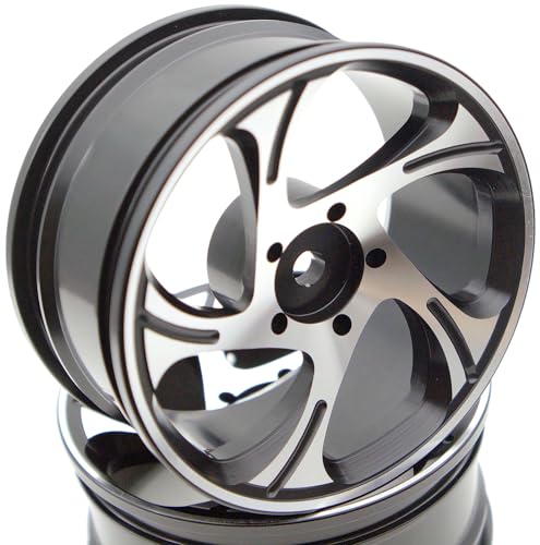 1/10 RC Drift Tires And Aluminum Wheels Rims Rally Racing Tyres 12mm Hex for 1:10 Scale On Road Touring Street Car Tamiya Traxxas HPI KYOSHO XV02 XV01 TT01 TT02 PTG2 A959 4PCS (Silver & Black)