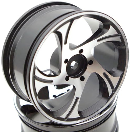 1/10 RC Drift Tires And Aluminum Wheels Rims Rally Racing Tyres 12mm Hex for 1:10 Scale On Road Touring Street Car Tamiya Traxxas HPI KYOSHO XV02 XV01 TT01 TT02 PTG2 A959 4PCS (Silver & Black)