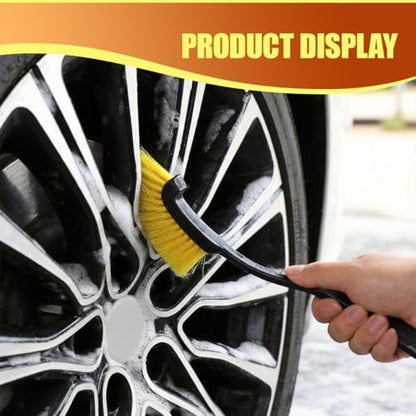 12 Inch Car Wheel Cleaning Brush, Long Handle Hard Bristle Automotive Crevice Detailing Cleaner, Universal Car Exterior Tire Gap Scrub Brush Tool for Vehicle and Home (2PCS) - size: 2PCS