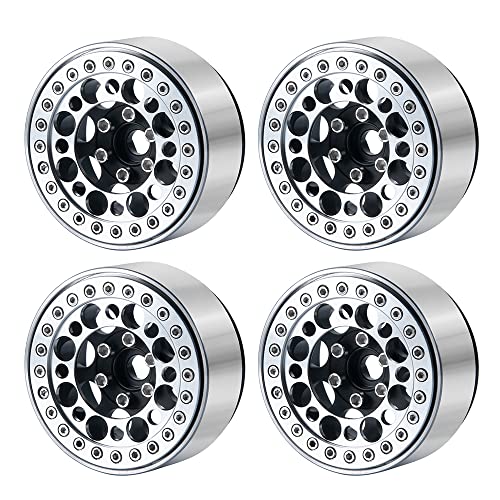 4pcs 2.2inch Aluminum RC Beadlock Wheel Replacement Ring for 1/10 RC Crawler Car 2.2" Wheels Rim (Silver) - color: Silver