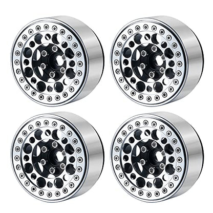 4pcs 2.2inch Aluminum RC Beadlock Wheel Replacement Ring for 1/10 RC Crawler Car 2.2" Wheels Rim (Silver) - color: Silver