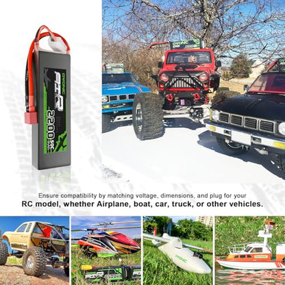 OVONIC 2s Lipo Battery 50C 2200mAh 7.4V Lipo Battery Soft Case with Dean-Style T Connector for Evader BX Car Truc Truggy Airplane UAV Drone FPV(2 Packs)