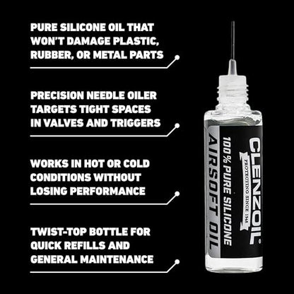 Clenzoil Airsoft & Air Gun Oil - 2 oz Combo, Silicone, 0.5 oz Needle