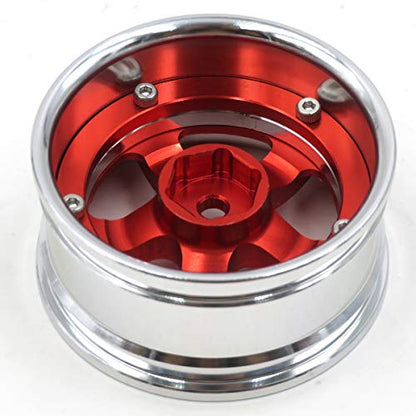 2pcs RC 1/10 Aluminum Alloy Wheel Rims Hex 12mm Adjustable Offset Fit 1:10 RC On Road Drift Touring Car Tires (Silver & Red Color) - color: Silver & Red