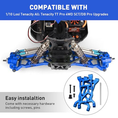Aluminum Front Arm Set Suspension A-Arms for 1/10 Losi Tenacity All: Tenacity TT Pro 4WD SCT/DB Pro Upgrades, Replaces LOS234016 (Blue)
