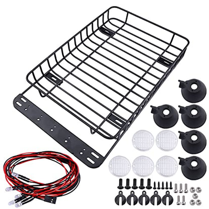 RC Body Reamer w/Curved & Straight Scissors & RC Roof Rack Luggage with LED Lights Set for TRX-4 Axial SCX10 Redcat Gen 8