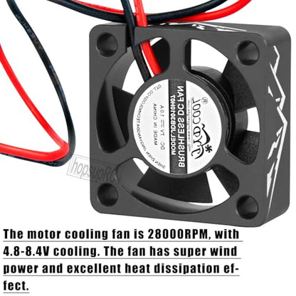 Heatsink High Speed Motor Cooling Fan 28000RPM,30MM Heat Sink with 4.8-8.4V Cooling Fan Upgrades Part for 1/10 1/8 Brushless Motor RC Car 36 42 Series 3660 3650 3670 540 F540 550.Black - color: Black(2PCS)