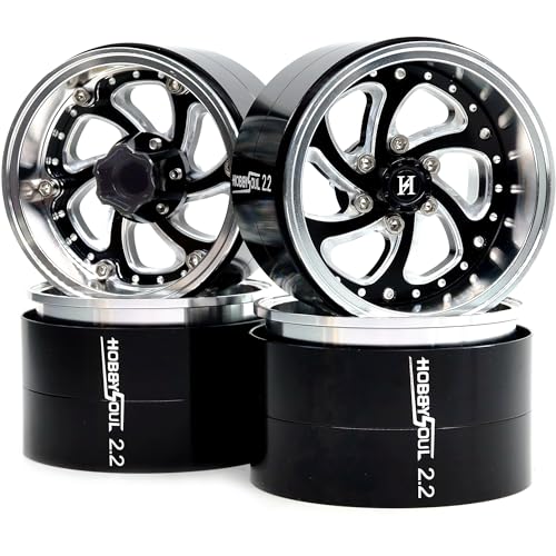 2.2 Beadlock Wheels Wide 40mm Adjustable Offset Rims for 1/10 RC Mud Crawler SCX10 Capra TRX4 Gen8 Everest gen 7 Pro Upgrades, HS701600 - color: Silver & Black