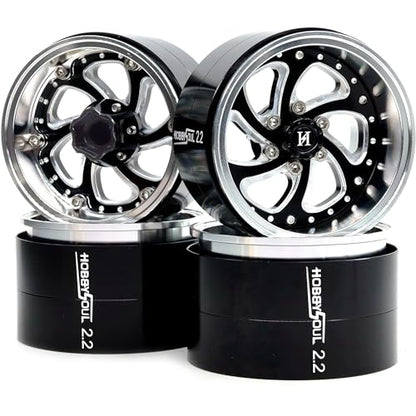 2.2 Beadlock Wheels Wide 40mm Adjustable Offset Rims for 1/10 RC Mud Crawler SCX10 Capra TRX4 Gen8 Everest gen 7 Pro Upgrades, HS701600 - color: Silver & Black