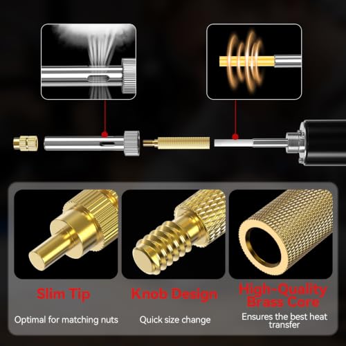 Threaded Inserts Set 350pcs M2-M8 and 9 Repair Tips Digital Soldering Iron | YUWEIC Heat Set Insert 350pcs M2-M8,9 Repair Tips,60w Digital Soldering Iron, 2 Polishing Strip, Tweezers, for 3D Printer - size: M2-M8+350Pcs Heat Inserts