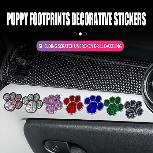 cueclue 2 PCS Bling Car Decals, Crystal Decoration Sticker, Rhinestone Dog Paw Print Stickers, Universal for Car Body Bumper Window Laptops Self-Adhesive Sticker (Red)