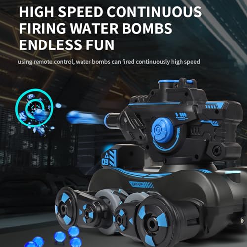 RC Tank That Shoots, RC Stunt Car Shooting Water Bullets, Gesture Sensing Remote Control Tank with 360° Rotation, Spray, Light and Music, 2.4GHz 4WD RC Cars with 2 Batteries for Adults (Black) - color: Black, size: 2 Batteries