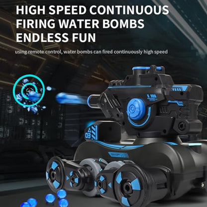 RC Tank That Shoots, RC Stunt Car Shooting Water Bullets, Gesture Sensing Remote Control Tank with 360° Rotation, Spray, Light and Music, 2.4GHz 4WD RC Cars with 2 Batteries for Adults (Black) - color: Black, size: 2 Batteries