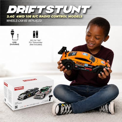 Liberty Imports RC Drift Car 1/16 2.4GHz 4WD Remote Control Sport Racing On-Road Vehicle with LED Light, Batteries and Drift Tires (White) - color: White