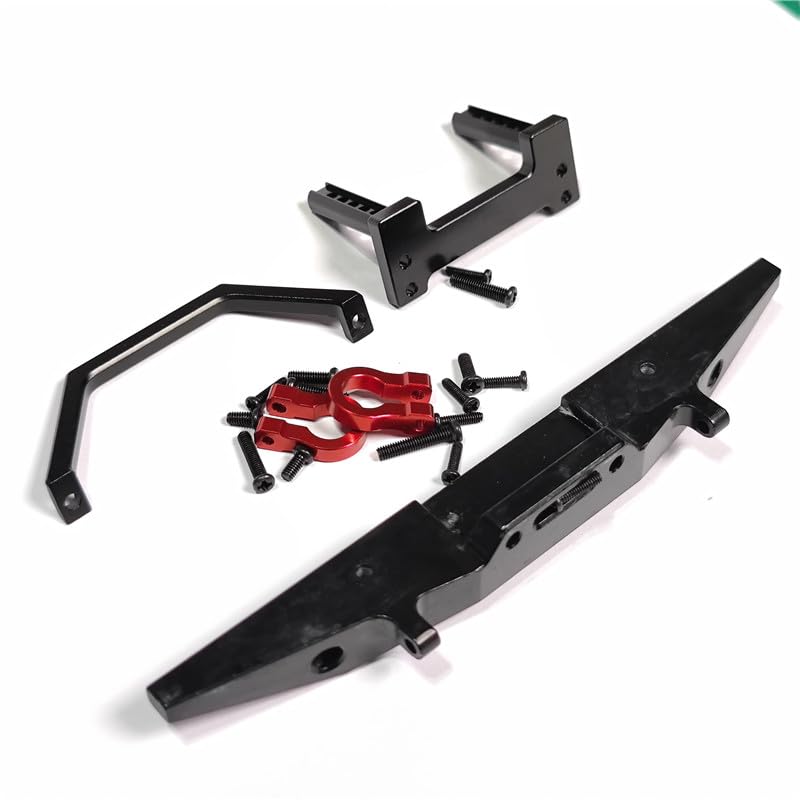 for MN128 MN 128 Metal Front and Rear Bumper with Tow Hook 1/10 RC Crawler Car Upgrade Parts Accessories(Front Rear Black)