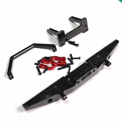 for MN128 MN 128 Metal Front and Rear Bumper with Tow Hook 1/10 RC Crawler Car Upgrade Parts Accessories(Front Rear Black)