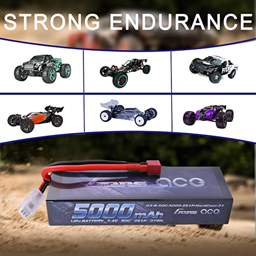Gens ace 2S 7.4V 5000mAh 50C LiPo Battery Pack HardCase with T Plug for RC Car