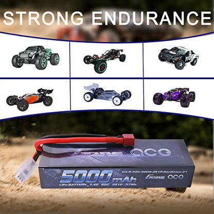 Gens ace 2S 7.4V 5000mAh 50C LiPo Battery Pack HardCase with T Plug for RC Car
