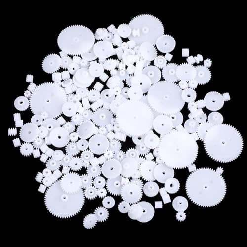 200PCS Module 0.5 Plastic Gears for Small Motors - White Single Gear Spindle Gear Set for DC Motor RC Car Robot DIY Model Parts