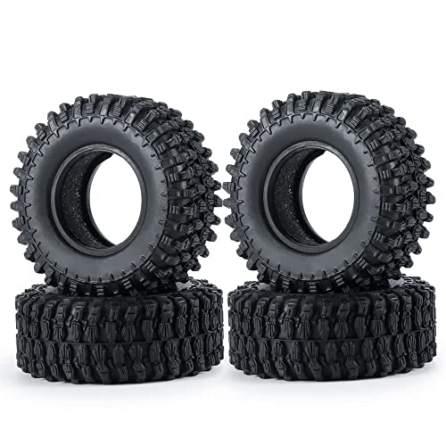 4PCS 1.0" Crawler Tires Rubber Wheel Tires Set for 1/24 Axial SCX24 90081 AXI00001 AXI00002 AXI00005 AXI00006 RC Crawler Car (50mm) - size: 50mm