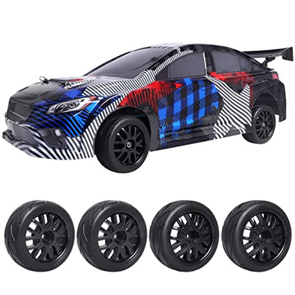 12mm Hex 1/10 On-Road Tires & Wheels – 65mm Soft Compound Set with Foam Inserts for Traxxas 4-Tec 2.0 Tamiya TT02 TT01 Drift Cars (4PCS, Unmounted)